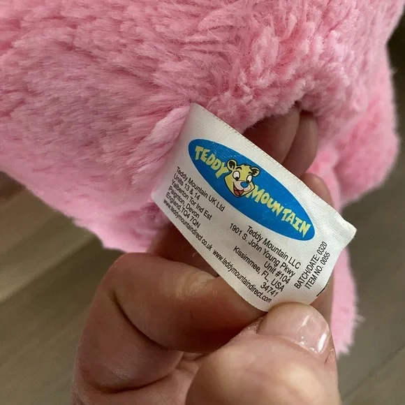 TEDDY MOUNTAIN Pink Bear Lovey Stuffed Plush Gingham Patchwork 16 - Picture 5 of 5